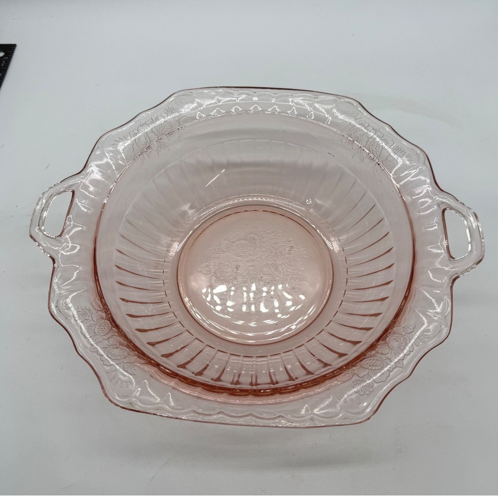 Rose Pink Depression Glass Bowl Vintage Mayfair Anchor Hocking - Chip